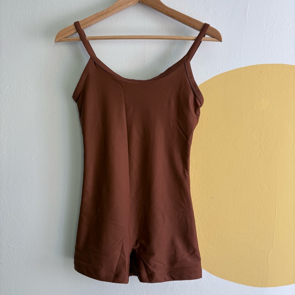Jolyn Brown One Piece Romper Swimsuit